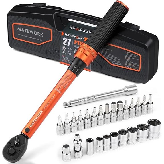 1/4 Inch Drive Torque Wrench Set with Sockets and Adapter