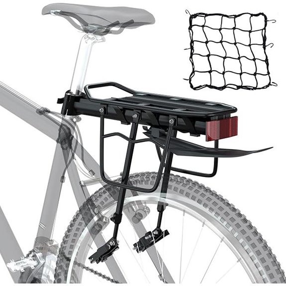 Mountain Bike Rear Cargo Rack with Fender & Bungee