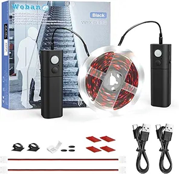 WOBANE 16.4ft Rechargeable LED Motion Sensor Light