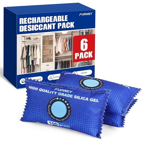 Rechargeable Color-Indicating Silica Gel Desiccant Packs (6 Pack)