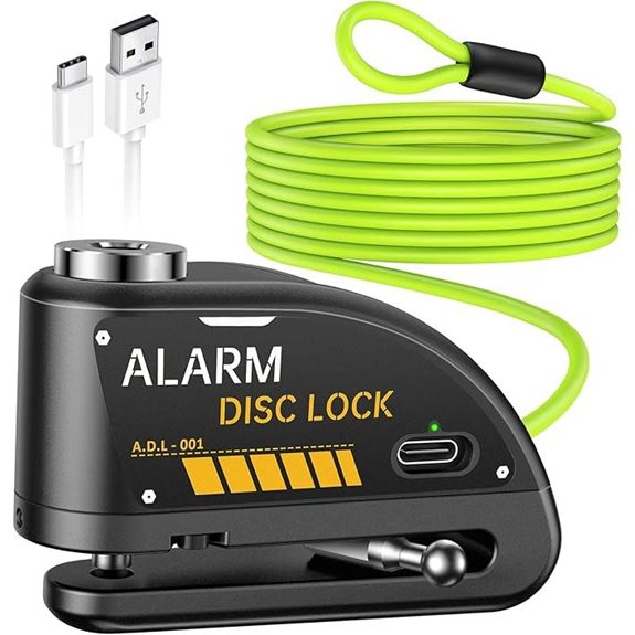 ONVIAN Rechargeable Motorcycle Lock with Alarm