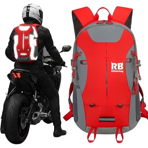 Reflective Motorcycle Backpack with Helmet Holder and Laptop