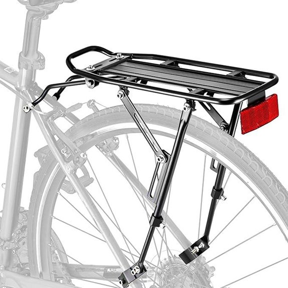 Large Capacity Reflective Bike Cargo Rack with Long Mounts