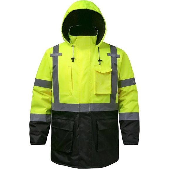 High Visibility Waterproof Safety Jacket with Removable Hood