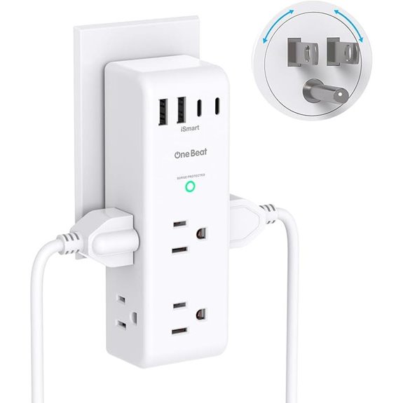 Rotating Plug Surge Protector with USB and Power Strip