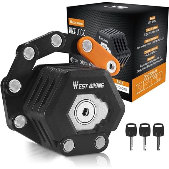 ICOCOPRO Folding Bike Lock with 3 Keys