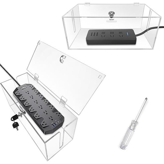 Cable Management Box with Lock and Power Strip Cover