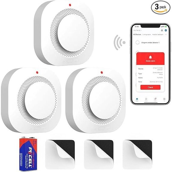 Wi-Fi Smart Smoke Detectors with App Notifications (3-Pack)