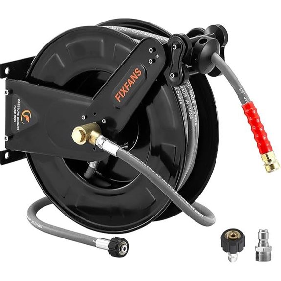 Steel Pressure Washer Hose Reel with 50 ft Hose