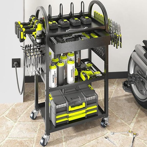 KAFAHOM Power Tool Cart with Charging Station
