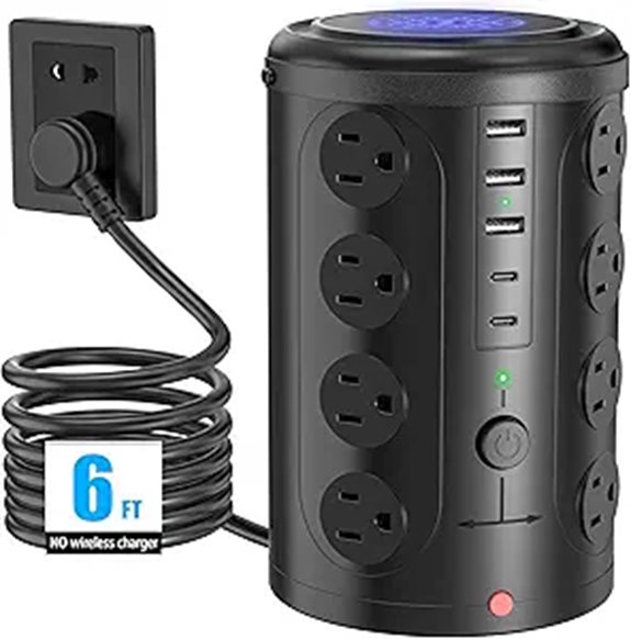 Tower Power Strip Surge Protector with USB Ports