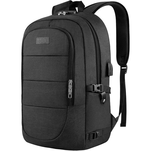 AMBOR Travel Laptop Backpack with USB & Water Resistance