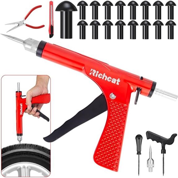 Richcat Tubeless Tire Repair Kit with Mushroom Plugs