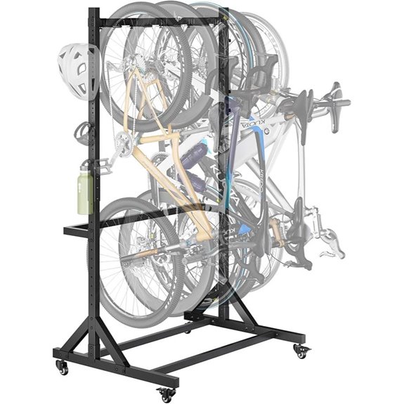 vertical bike rack with hooks