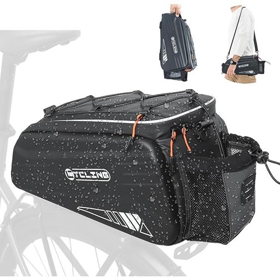 Bike Rack Bag 10L Waterproof 3-in-1 with Reflective Strap