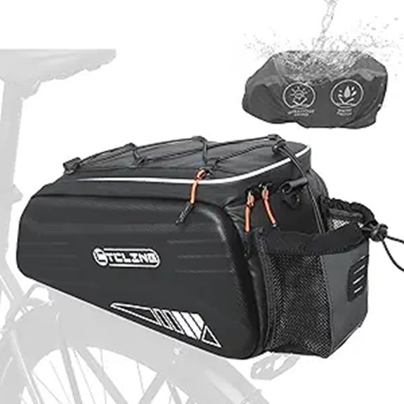 Bike Rack Bag 10L Waterproof Hard Shell with Rain Cover