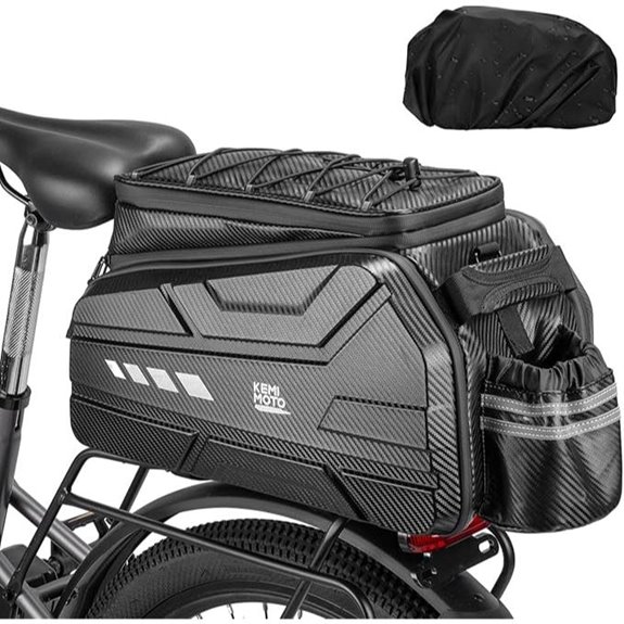 KEMIMOTO 40L Waterproof EVA Bike Rear Rack Bag