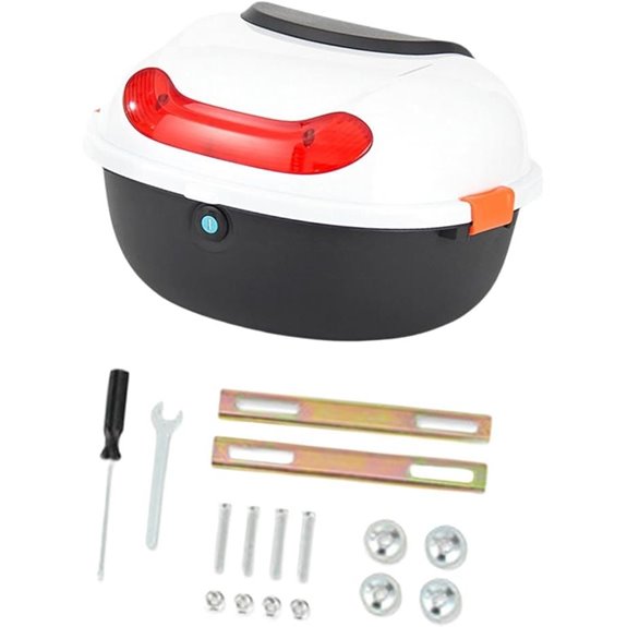 Motorcycle Rear Trunk Lockable Top Box White