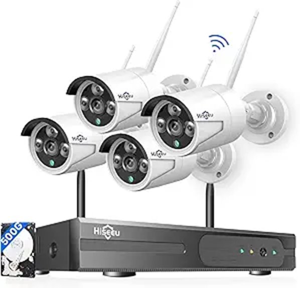 Hiseeu 5MP Wireless Security Camera System (4-Pack)