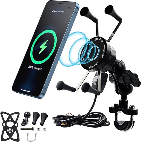 15W Wireless Motorcycle Phone Holder with Fast Charger