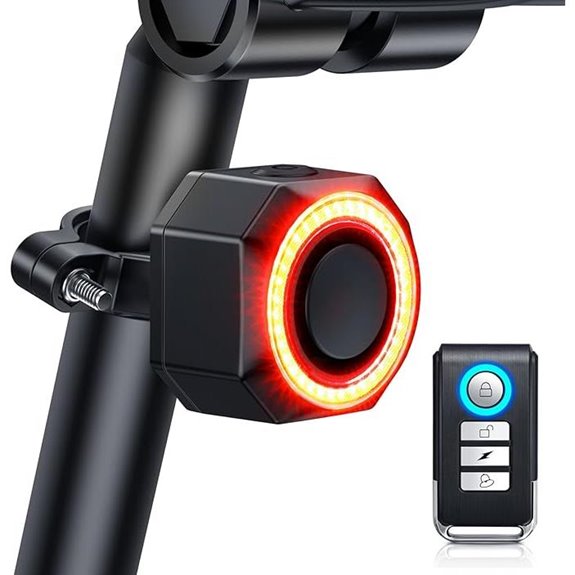 Bike Alarm with Remote & Tail Light—Waterproof Rechargeable