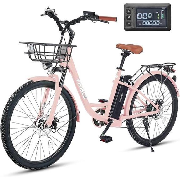 VIRIBUS Electric Bike for Women with 7-Speed Basket