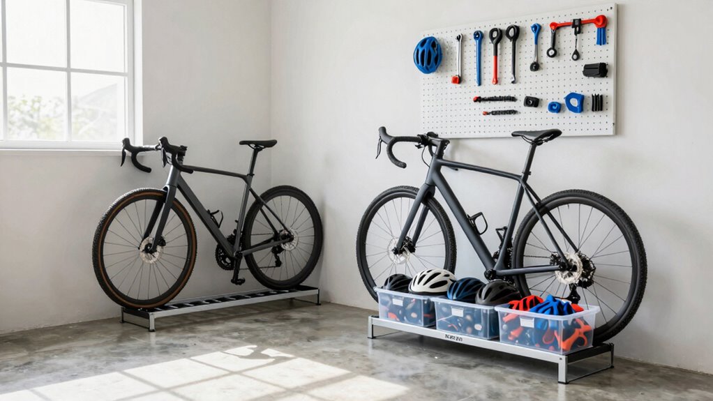 organized bike gear storage