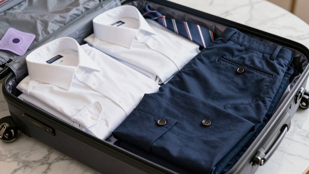 organized work clothes packing