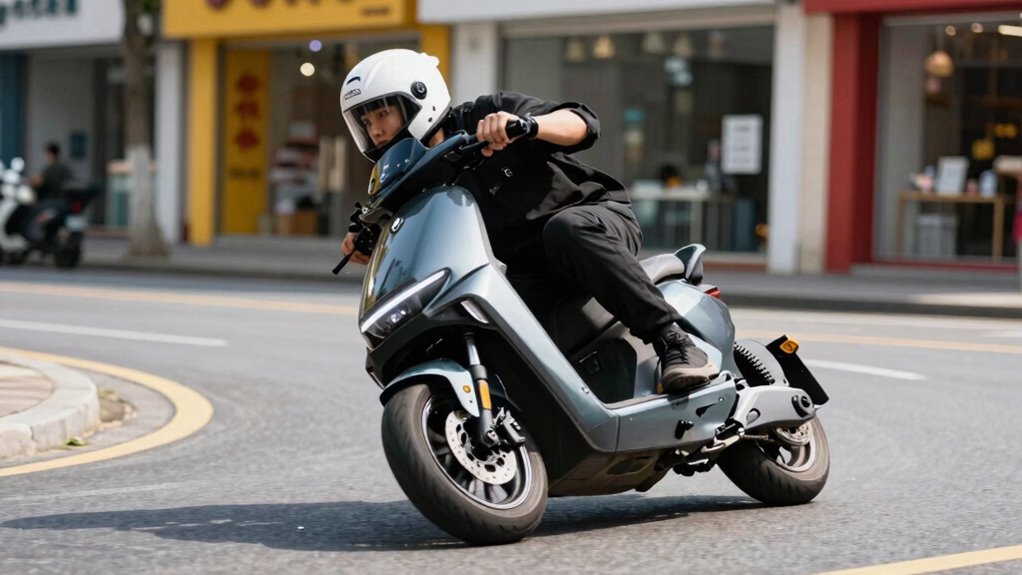 safe controlled e scooter cornering
