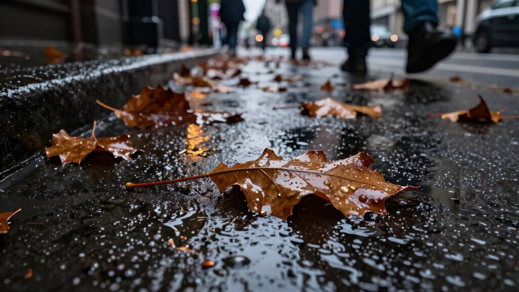 wet leaves cause accidents
